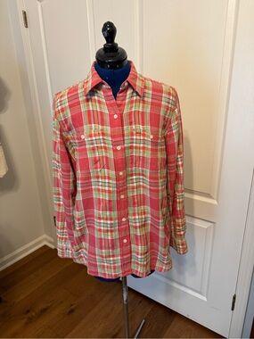 Ralph Lauren Lauren Denim Pink Plaid Button-Down